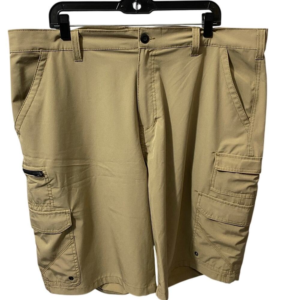 IRON CO. CARGO SHORTS — Beige Khaki Stretch Men's Size 40